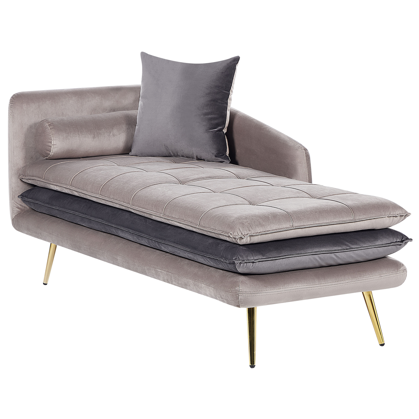 Chaiselongue Samtstoff taupe / dunkelgrau linksseitig GONESSE