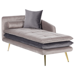 Chaiselongue Samtstoff taupe / dunkelgrau linksseitig GONESSE