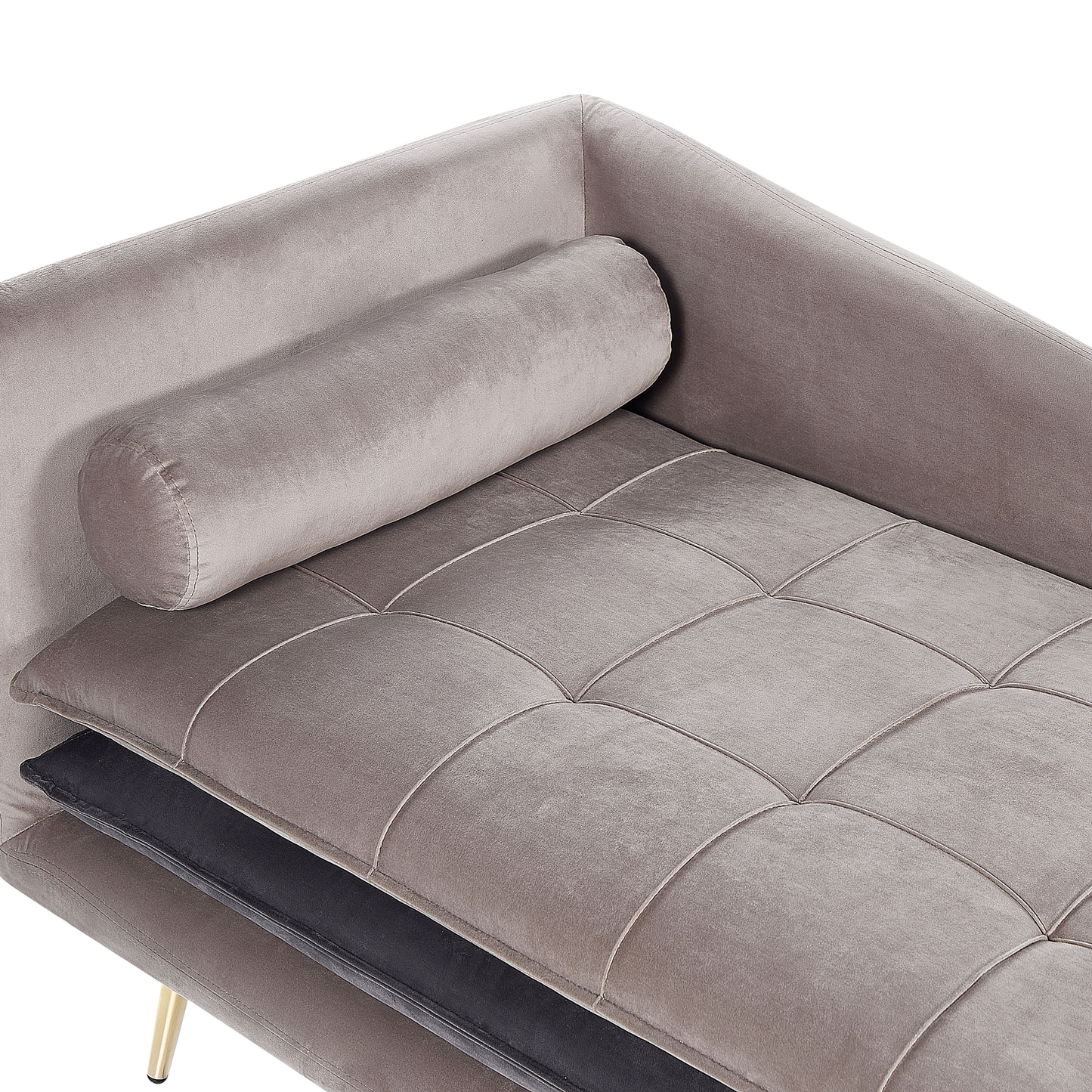 Chaiselongue Samtstoff taupe / dunkelgrau linksseitig GONESSE