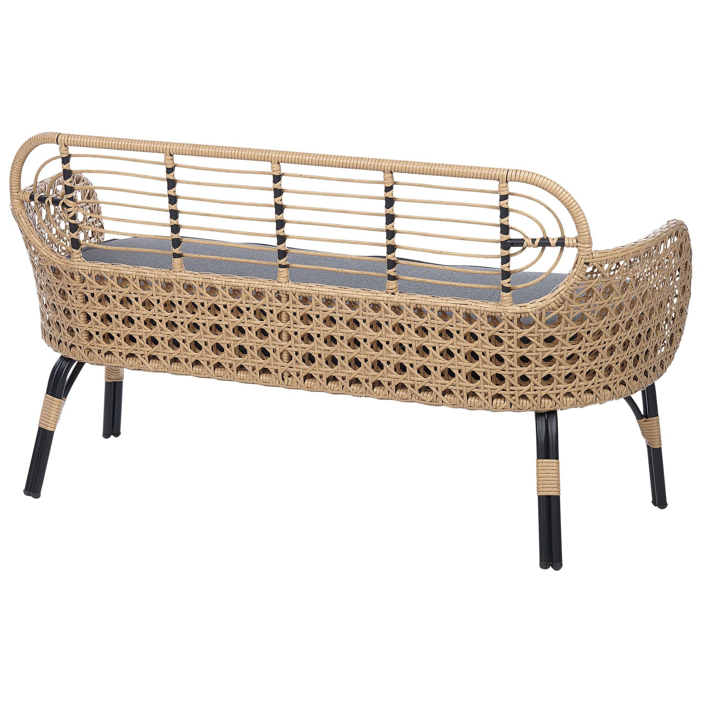 Gartensofa 2-Sitzer PRATELLO Polyrattan Naturfarben