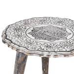 Beistelltisch 2er Set Mangoholz dunkelbraun / cremeweiss rund ADRO