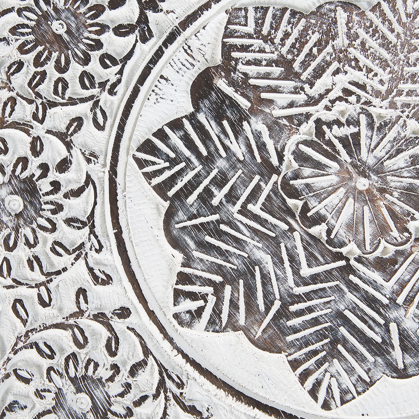 Beistelltisch 2er Set Mangoholz dunkelbraun / cremeweiss rund ADRO