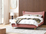 Bett mit Lattenrost Samtstoff CHALEIX 180 x 200 cm Pfirsichrosa