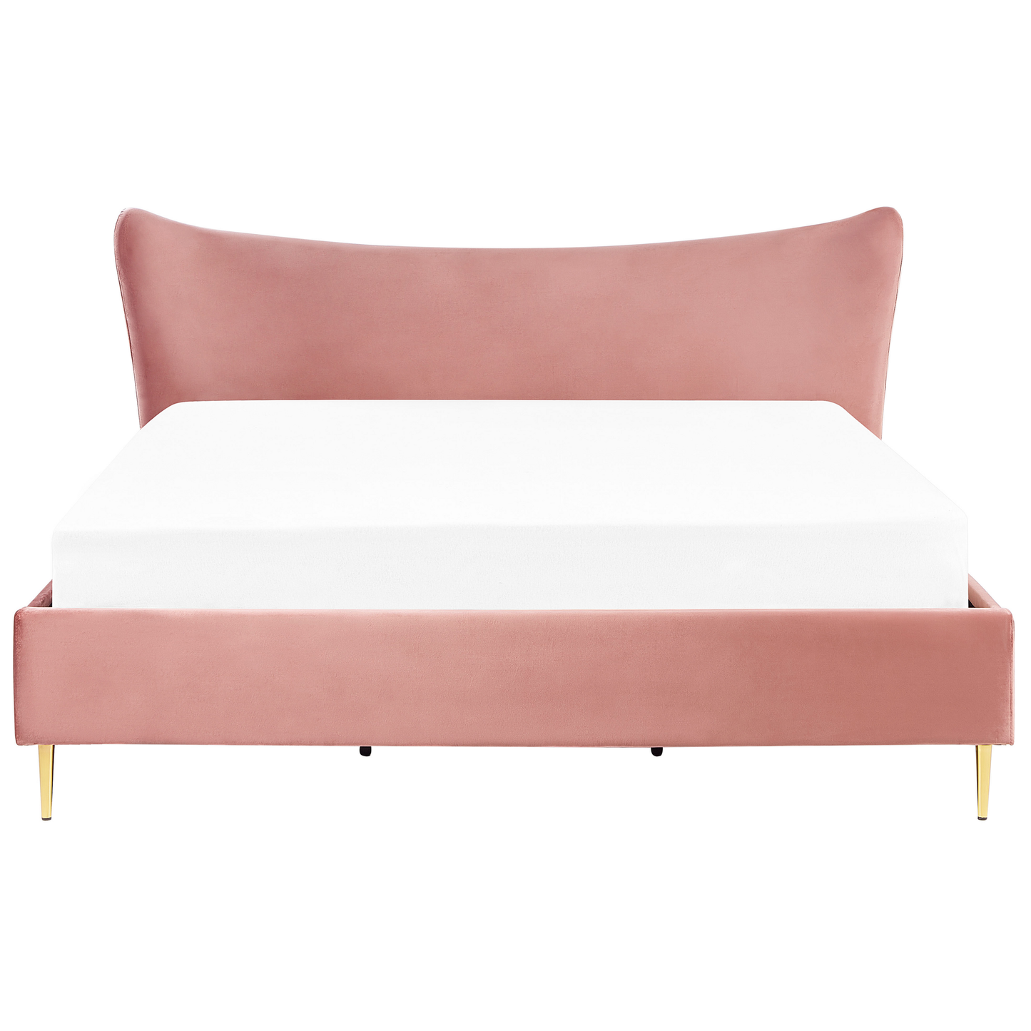 Bett mit Lattenrost Samtstoff CHALEIX 180 x 200 cm Pfirsichrosa