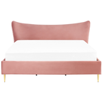 Bett mit Lattenrost Samtstoff CHALEIX 180 x 200 cm Pfirsichrosa