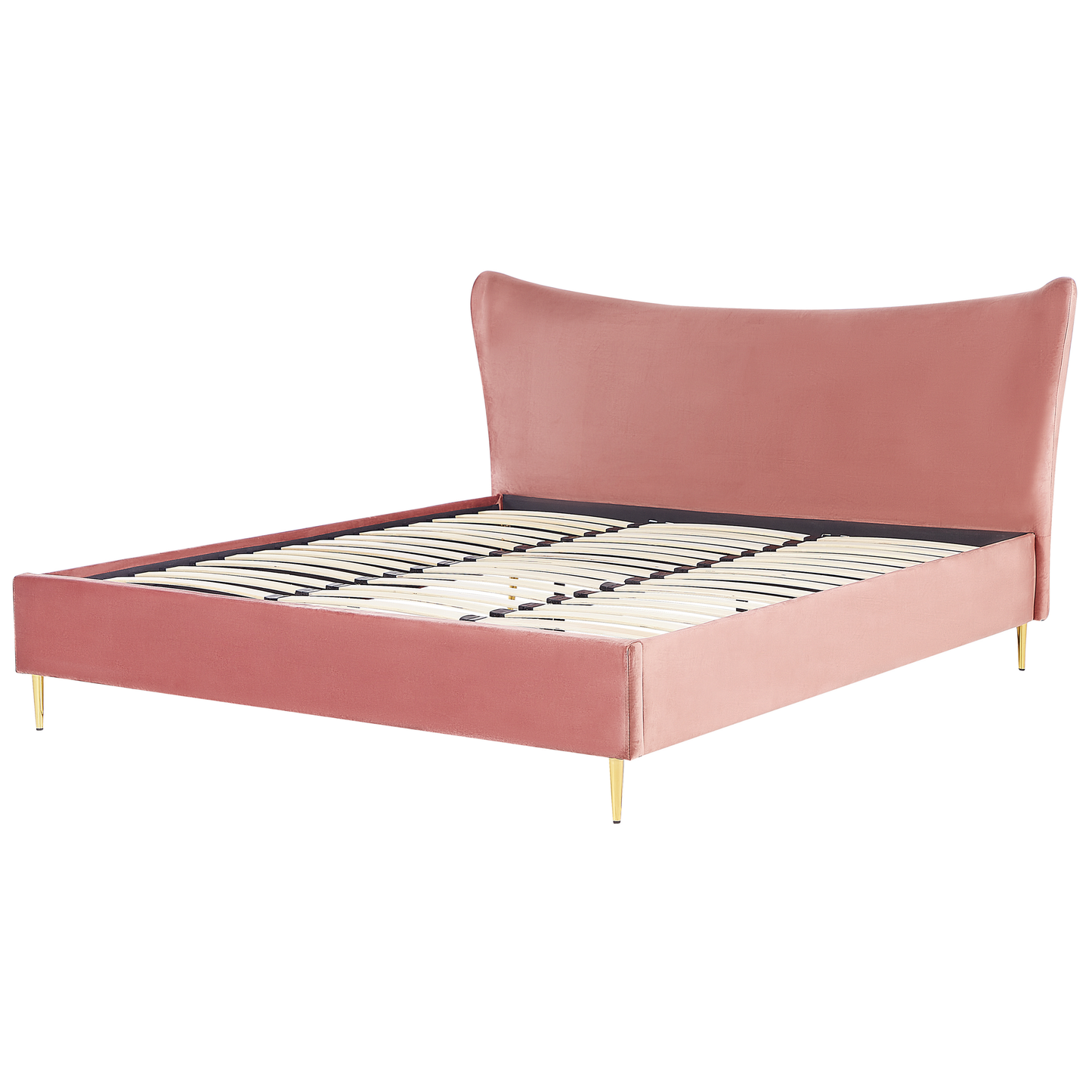 Bett mit Lattenrost Samtstoff CHALEIX 180 x 200 cm Pfirsichrosa