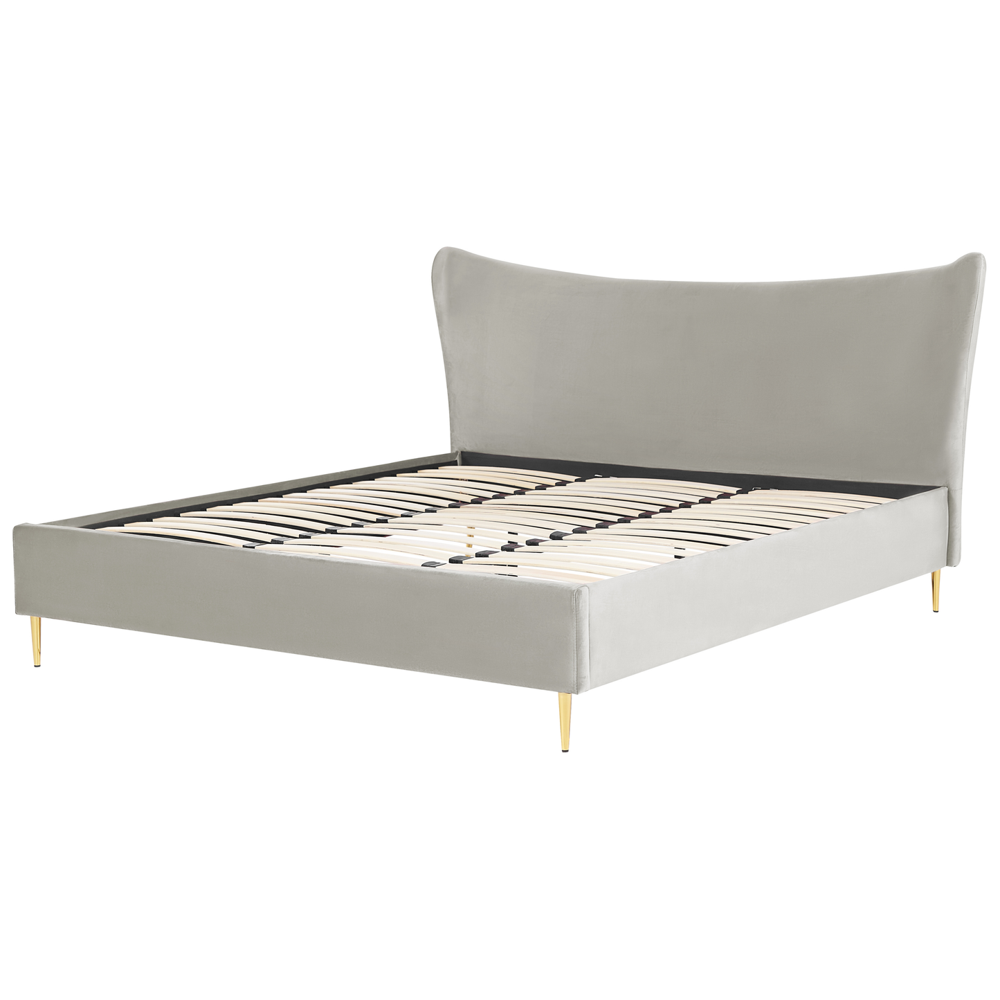 Bett mit Lattenrost Samtstoff CHALEIX 180 x 200 cm Hellgrau