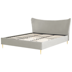 Bett mit Lattenrost Samtstoff CHALEIX 180 x 200 cm Hellgrau
