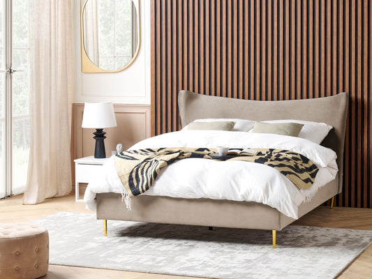 Bett mit Lattenrost Samtstoff CHALEIX 160 x 200 cm Taupe