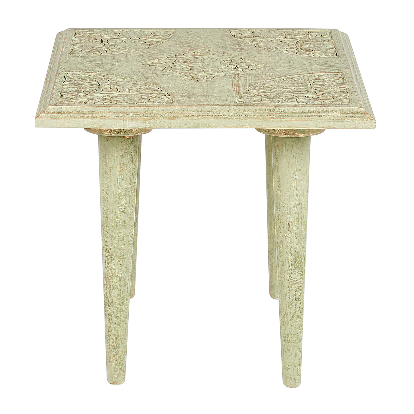 Beistelltisch 2er Set Mangoholz hellgrün / gold quadratisch BELIDHA