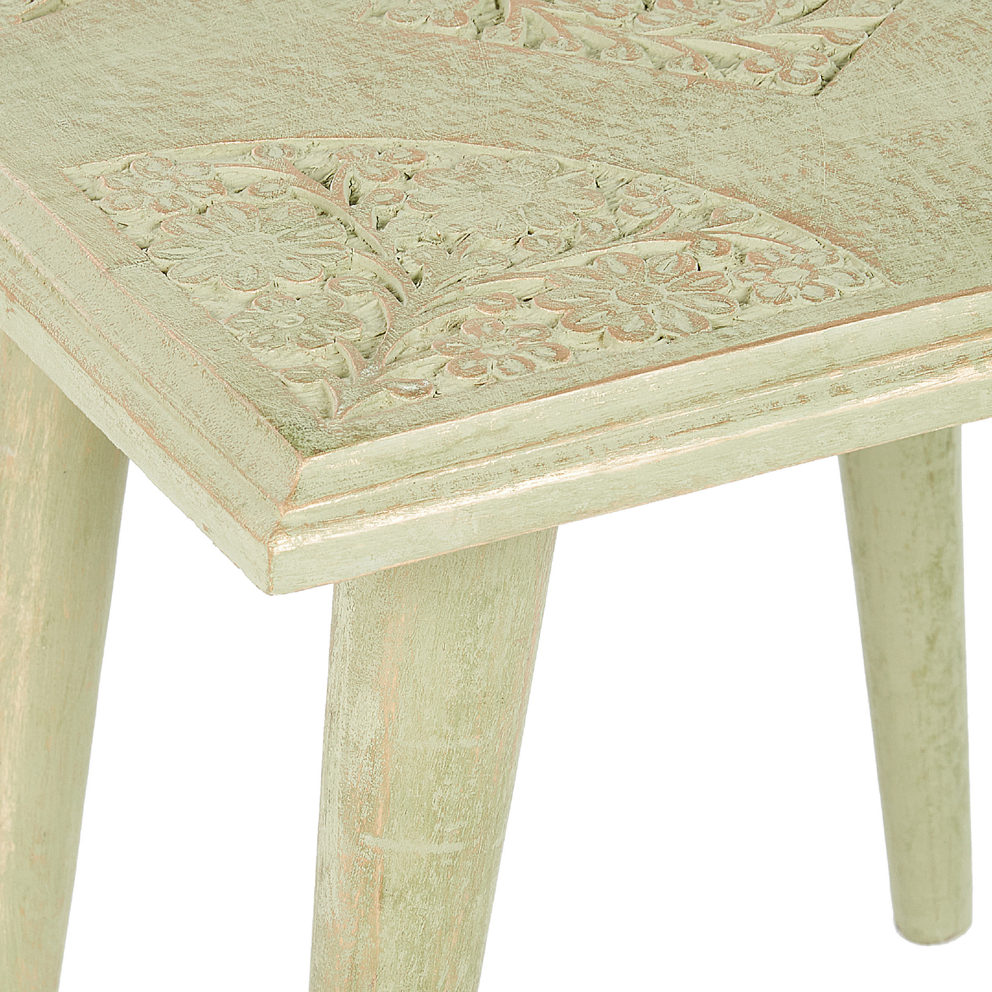 Beistelltisch 2er Set Mangoholz hellgrün / gold quadratisch BELIDHA