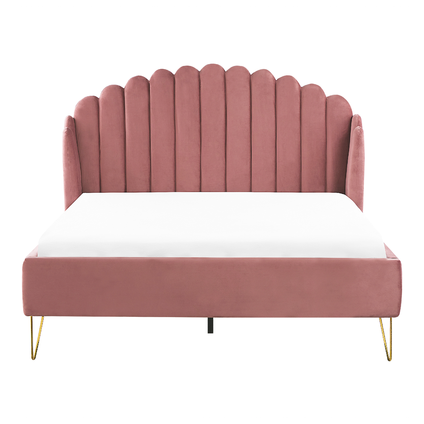 Bett mit Lattenrost Samtstoff AMBILLOU 140 x 200 cm Rosa