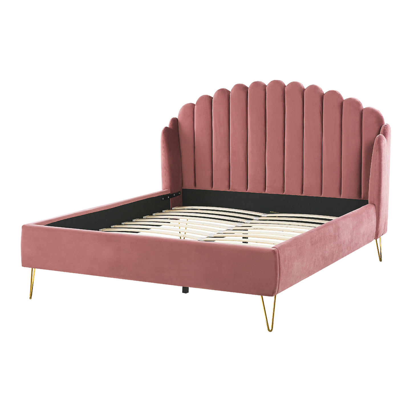 Bett mit Lattenrost Samtstoff AMBILLOU 140 x 200 cm Rosa
