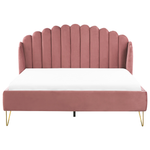 Bett mit Lattenrost Samtstoff AMBILLOU 180 x 200 cm Rosa