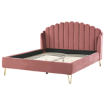 Bett mit Lattenrost Samtstoff AMBILLOU 180 x 200 cm Rosa