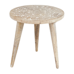 Beistelltisch 2er Set Mangoholz hellbraun / weiss rund UDAY