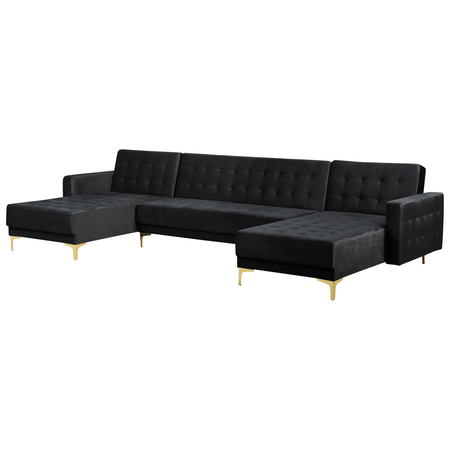 Schlafsofa U-förmig Samtstoff schwarz ABERDEEN