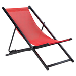 Liegestuhl Aluminium schwarz Textilbespannung rot LOCRI II