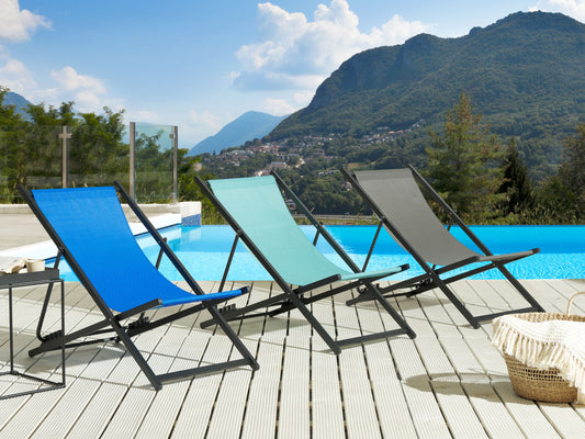 Liegestuhl Aluminium schwarz Textilbespannung türkis LOCRI II