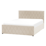 Bett mit Stauraum Samtstoff ROCHEFORT 140 x 200 cm Beige