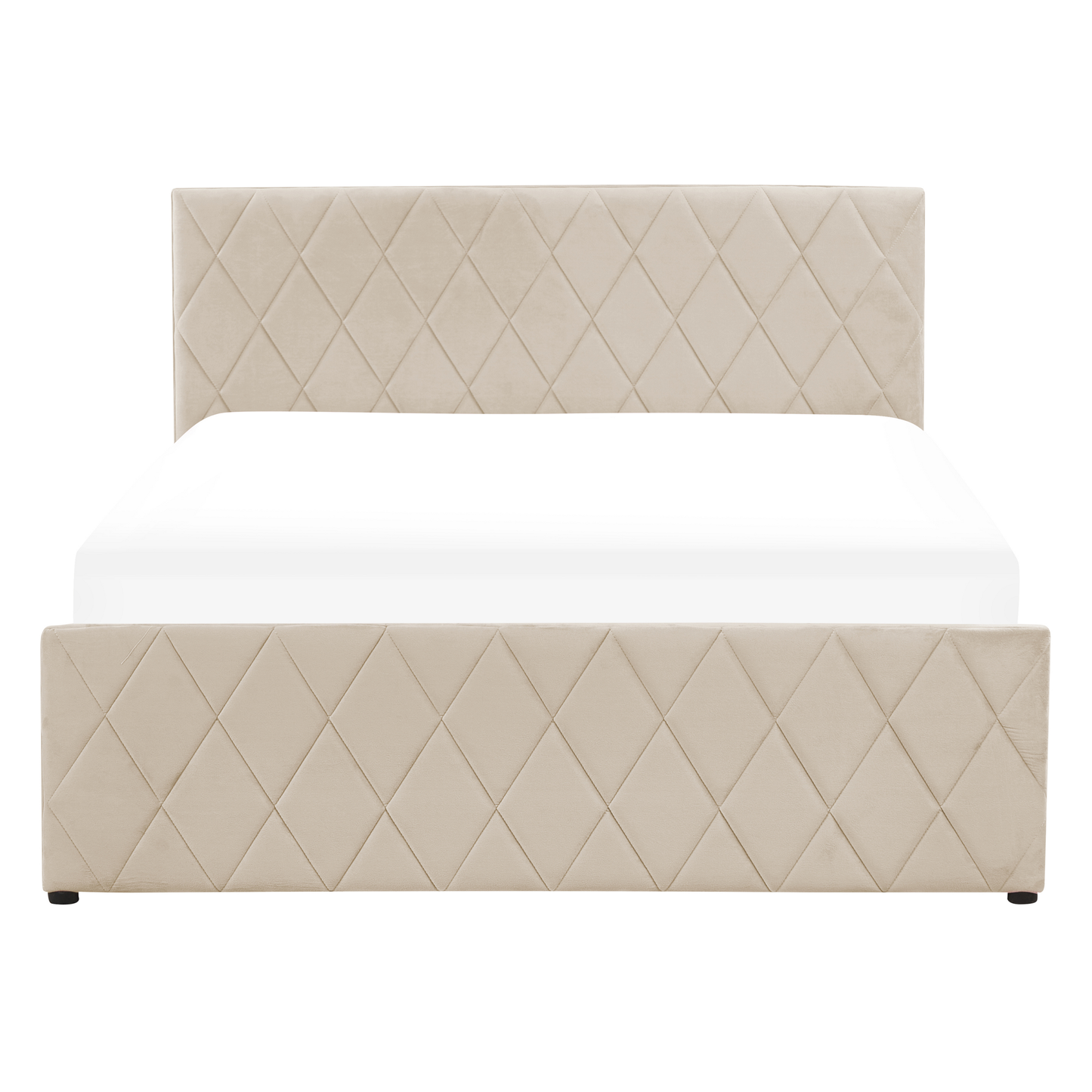 Bett mit Stauraum Samtstoff ROCHEFORT 140 x 200 cm Beige