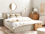 Bett mit Stauraum Samtstoff ROCHEFORT 160 x 200 cm Beige