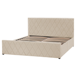 Bett mit Stauraum Samtstoff ROCHEFORT 160 x 200 cm Beige