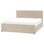Bett mit Stauraum Samtstoff ROCHEFORT 160 x 200 cm Beige