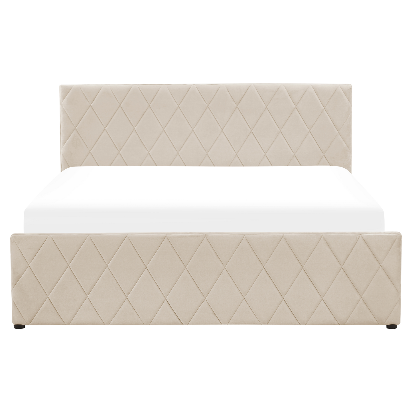 Bett mit Stauraum Samtstoff ROCHEFORT 160 x 200 cm Beige