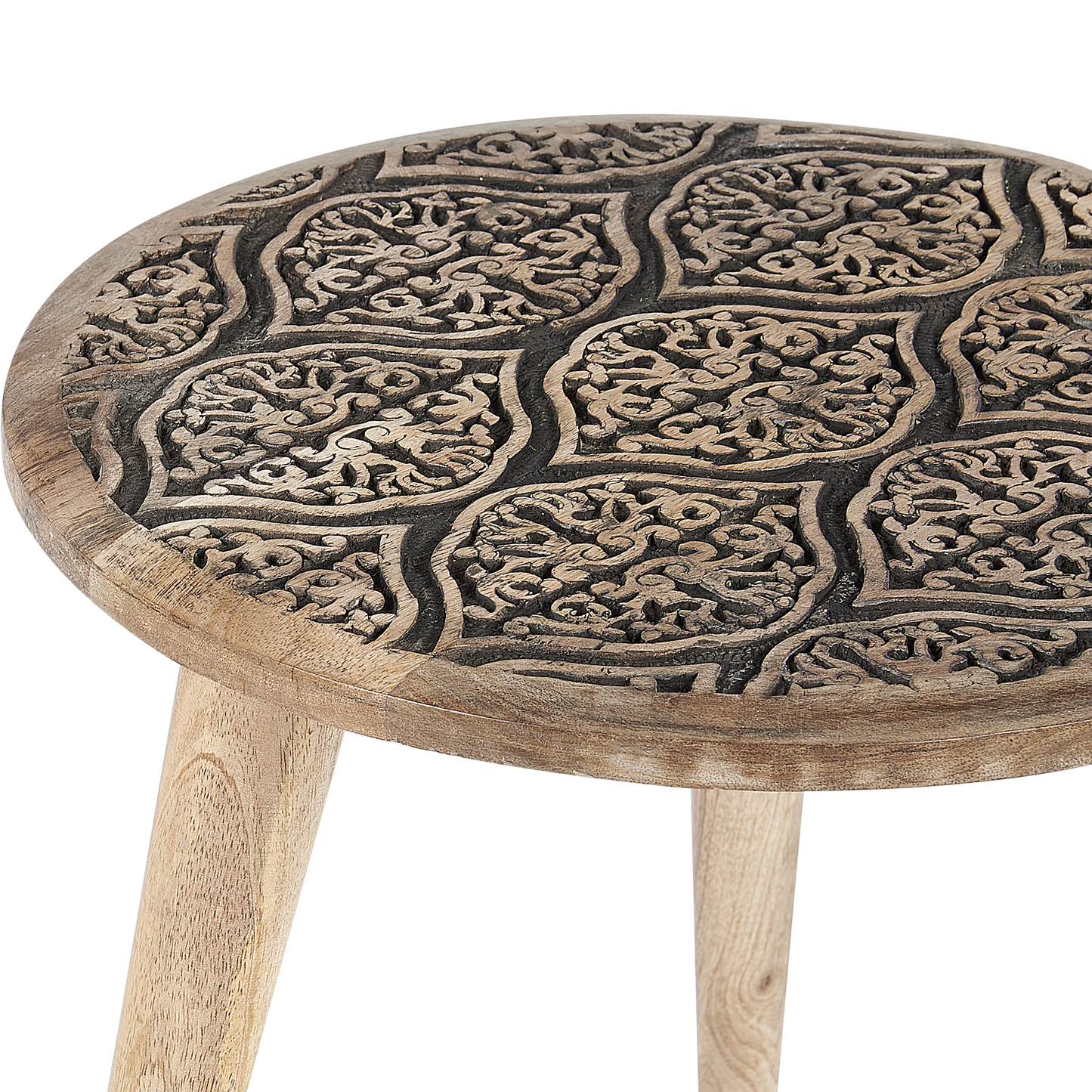 Beistelltisch 2er Set Mangoholz hellbraun rund SHARMA