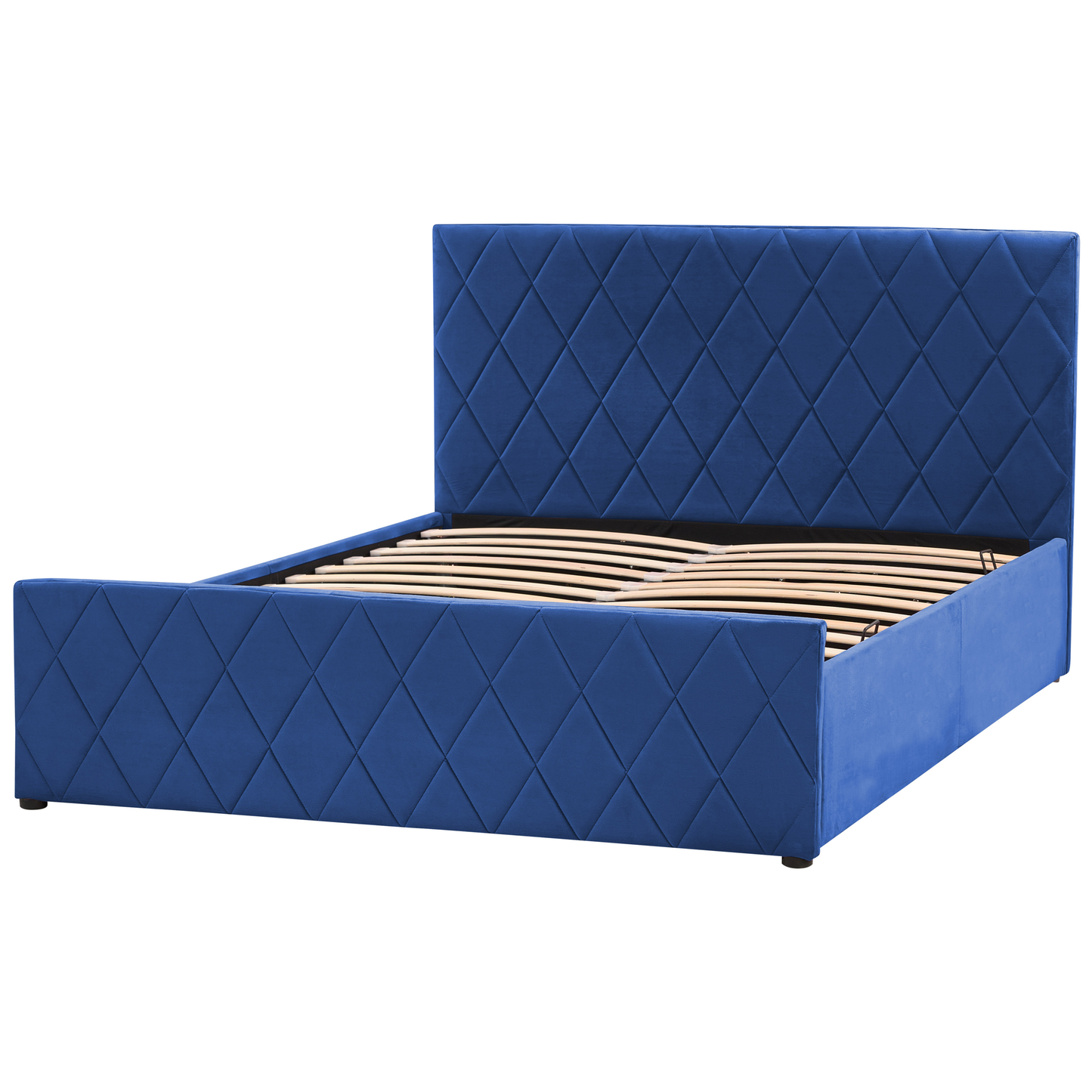Bett mit Stauraum Samtstoff ROCHEFORT 140 x 200 cm Marineblau