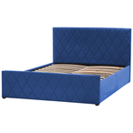 Bett mit Stauraum Samtstoff ROCHEFORT 140 x 200 cm Marineblau