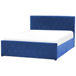 Bett mit Stauraum Samtstoff ROCHEFORT 140 x 200 cm Marineblau