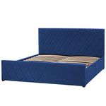 Bett mit Stauraum Samtstoff ROCHEFORT 160 x 200 cm Marineblau
