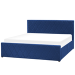 Bett mit Stauraum Samtstoff ROCHEFORT 160 x 200 cm Marineblau