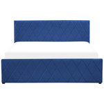 Bett mit Stauraum Samtstoff ROCHEFORT 160 x 200 cm Marineblau