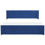 Bett mit Stauraum Samtstoff ROCHEFORT 180 x 200 cm Marineblau