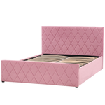 Bett mit Stauraum Samtstoff ROCHEFORT 140 x 200 cm Rosa