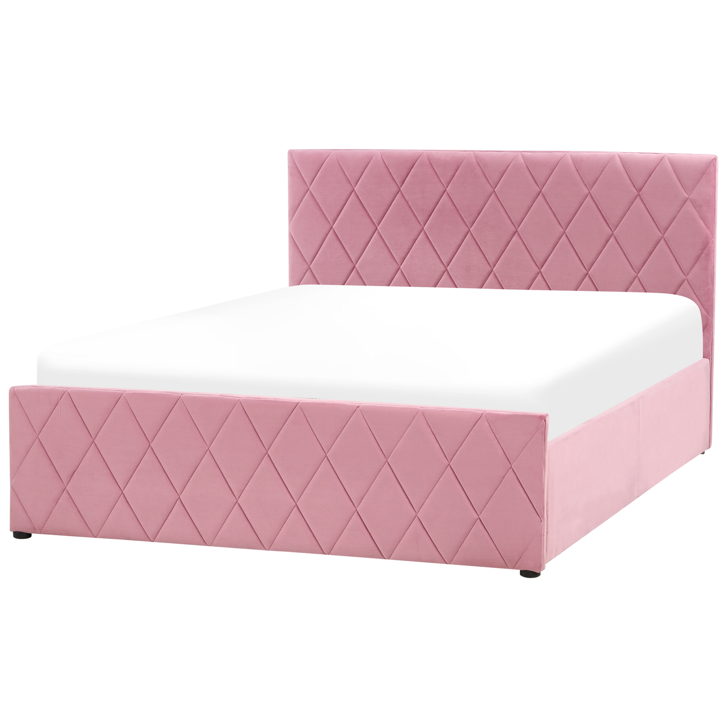 Bett mit Stauraum Samtstoff ROCHEFORT 140 x 200 cm Rosa