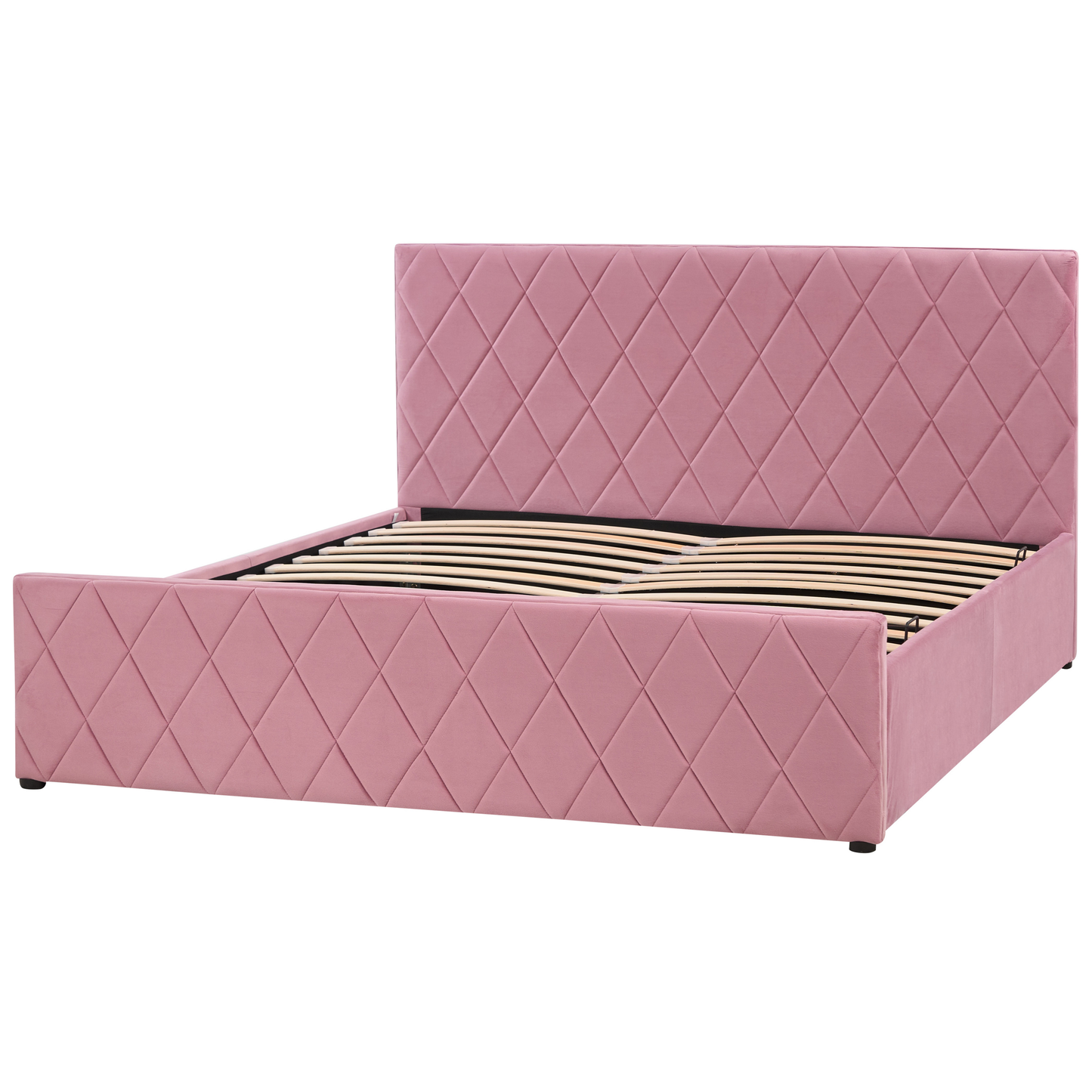 Bett mit Stauraum Samtstoff ROCHEFORT 160 x 200 cm Rosa