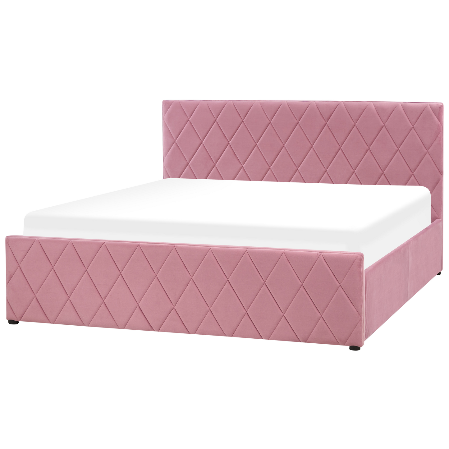 Bett mit Stauraum Samtstoff ROCHEFORT 160 x 200 cm Rosa