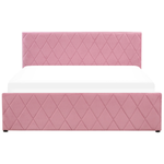 Bett mit Stauraum Samtstoff ROCHEFORT 160 x 200 cm Rosa