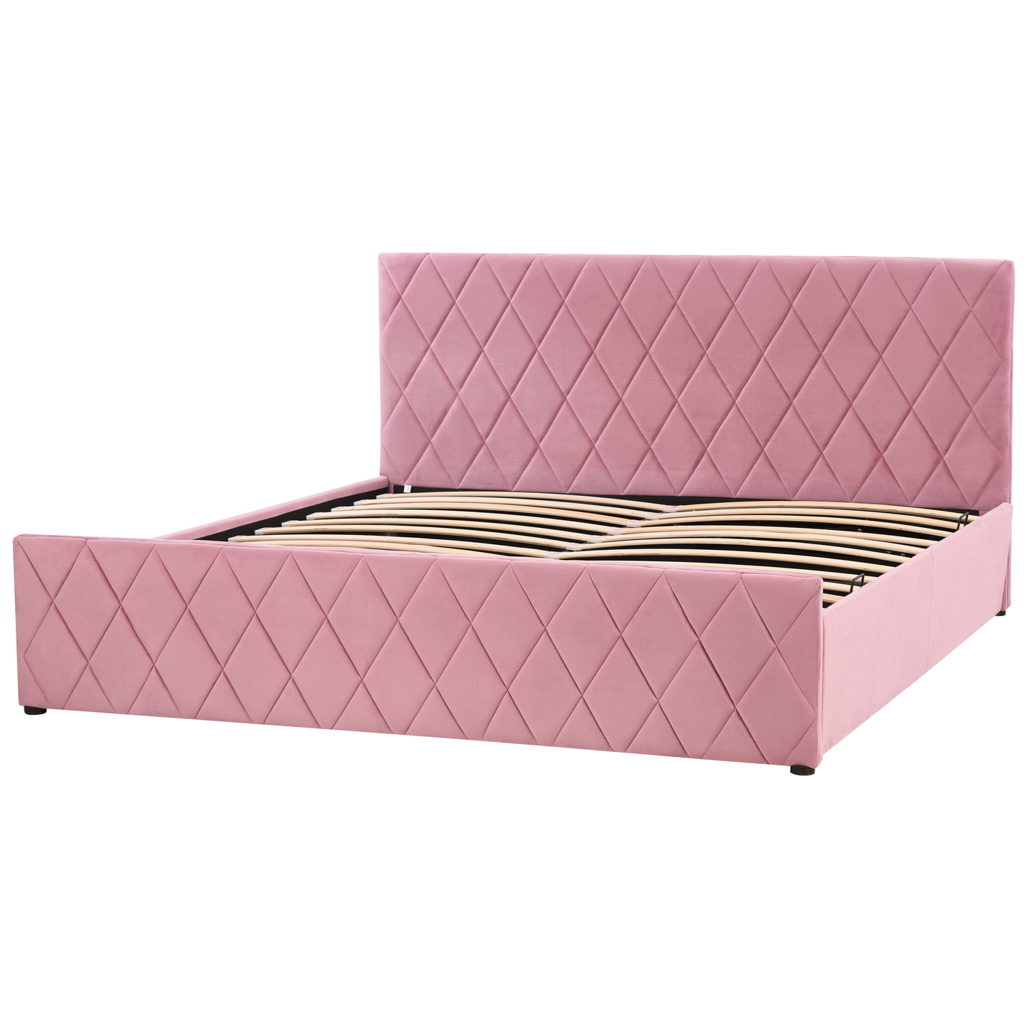 Bett mit Stauraum Samtstoff ROCHEFORT 180 x 200 cm Rosa