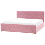 Bett mit Stauraum Samtstoff ROCHEFORT 180 x 200 cm Rosa