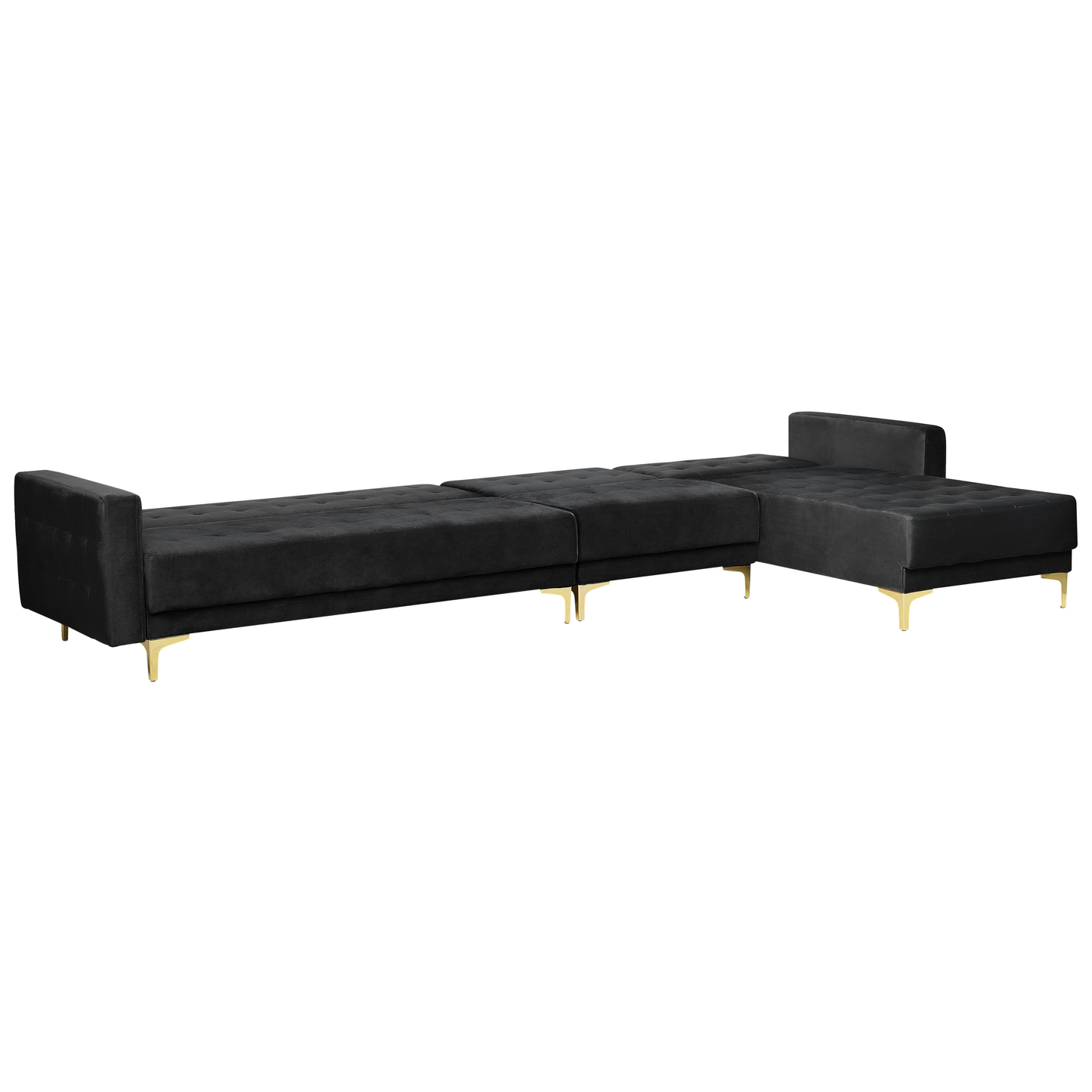 Modulsofa Samtstoff Schlaffunktion schwarz linksseitig Ottomane ABERDEEN