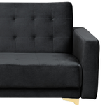Modulsofa Samtstoff Schlaffunktion schwarz rechtsseitig Ottomane ABERDEEN