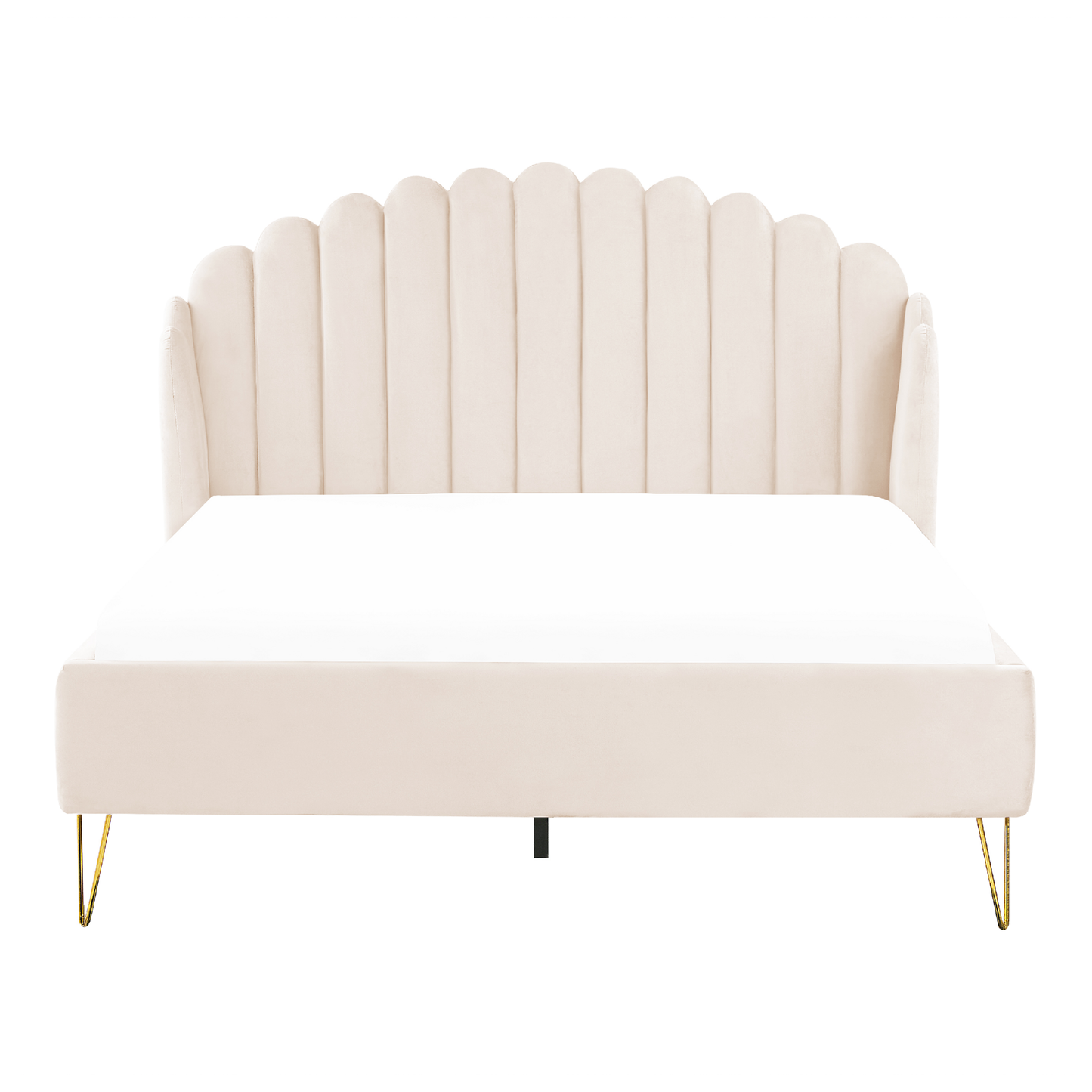 Bett mit Lattenrost Samtstoff AMBILLOU 140 x 200 cm Hellbeige