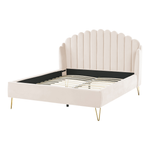 Bett mit Lattenrost Samtstoff AMBILLOU 140 x 200 cm Hellbeige