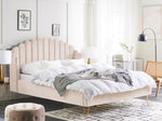 Bett mit Lattenrost Samtstoff AMBILLOU 160 x 200 cm Hellbeige