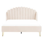 Bett mit Lattenrost Samtstoff AMBILLOU 160 x 200 cm Hellbeige